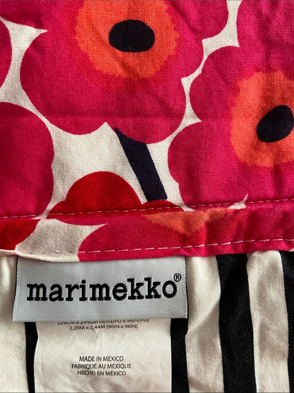 Marimekko Mini Unikko Floral Set Comforter And 2 Shams Red Pink Queen - Picture 5 of 14
